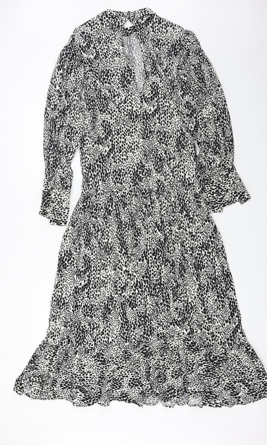 Topshop  Womens White Animal Print  A-Line  Size 6