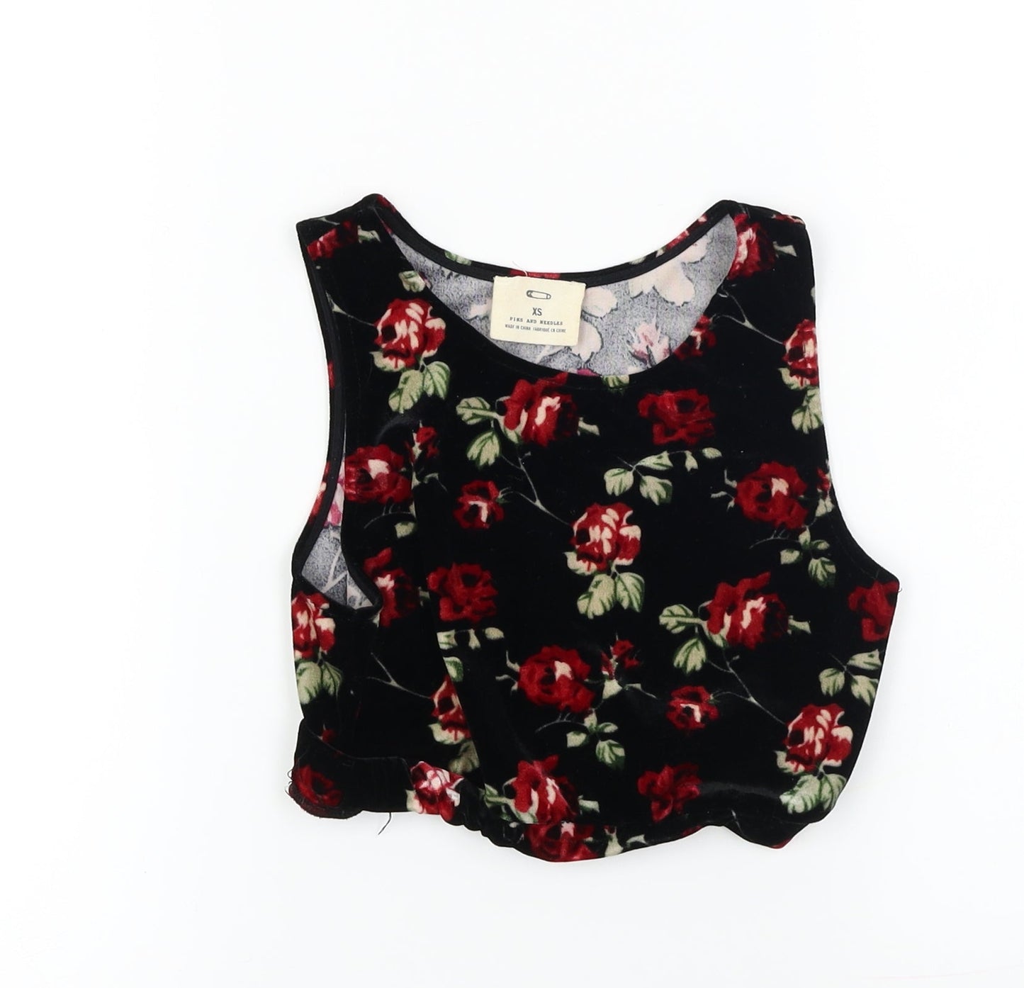 Pins & Needles  Womens Black Floral  Basic T-Shirt Size XS