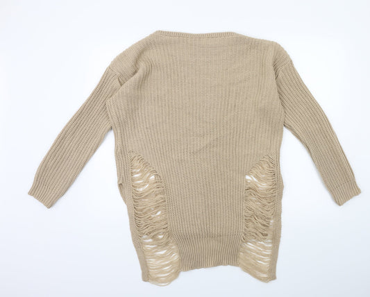 Preworn Womens Beige  Knit Pullover Jumper Size M