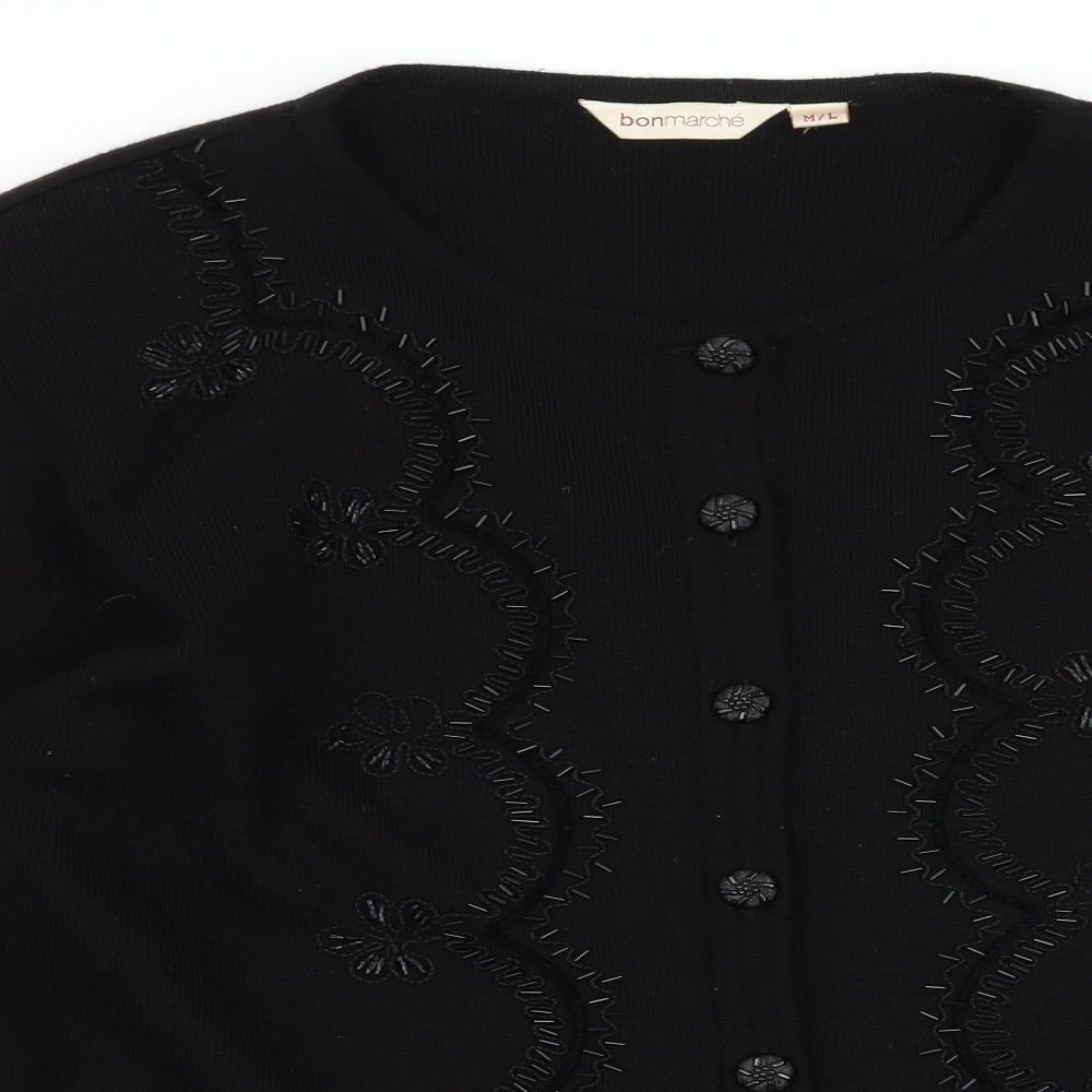 Bonmarché Womens Black  Knit Cardigan Jumper Size M