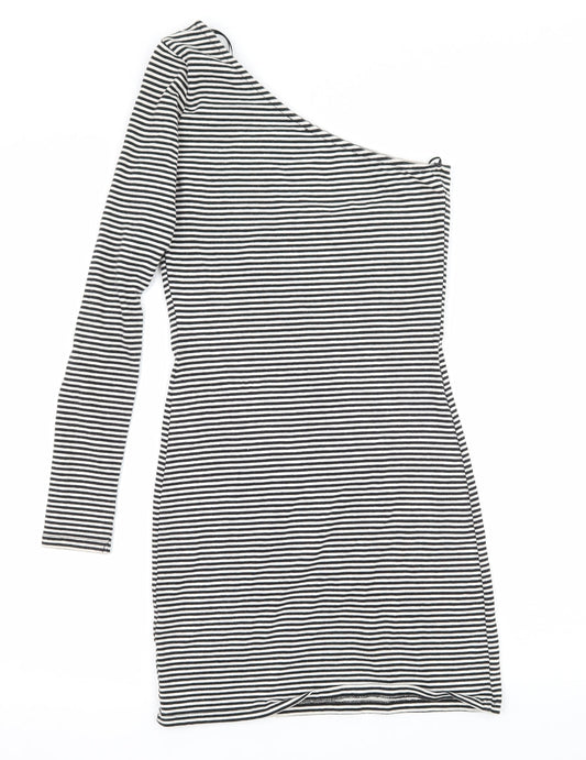 George Womens Black Striped Jersey Ball Gown  Size 8