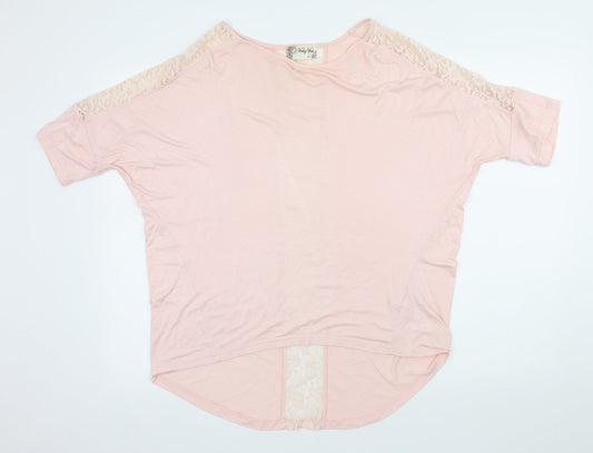 Voulez-Vous Womens Pink  Jersey Basic T-Shirt Size M