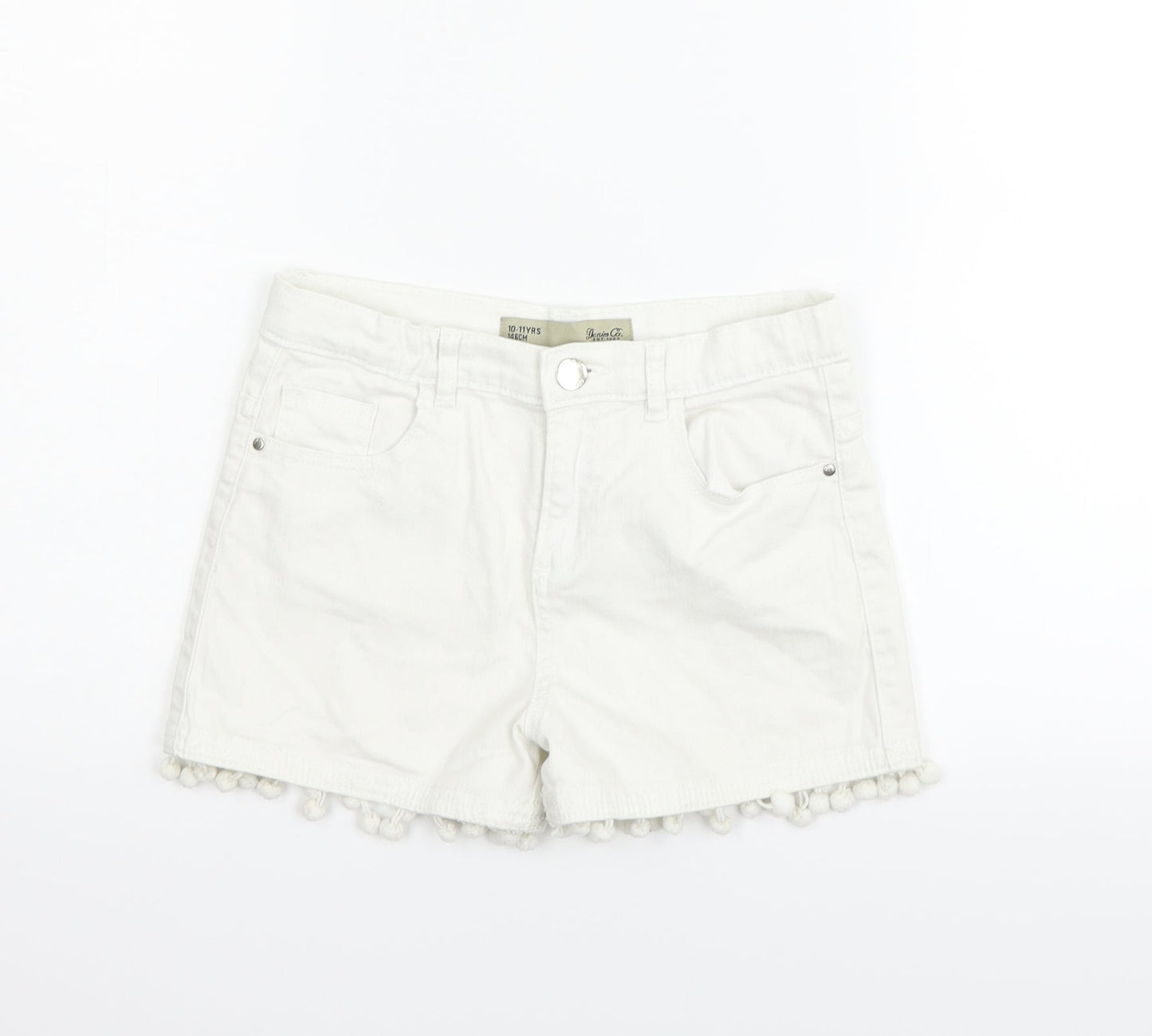 deniem & co Girls White Houndstooth  Hot Pants Shorts Size 10-11 Years