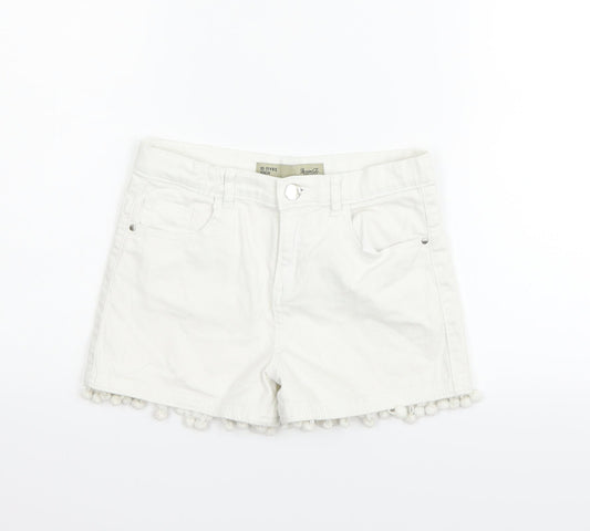 deniem & co Girls White Houndstooth  Hot Pants Shorts Size 10-11 Years
