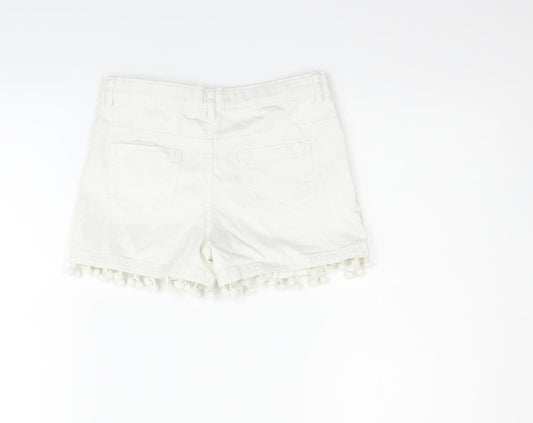 deniem & co Girls White Houndstooth  Hot Pants Shorts Size 10-11 Years