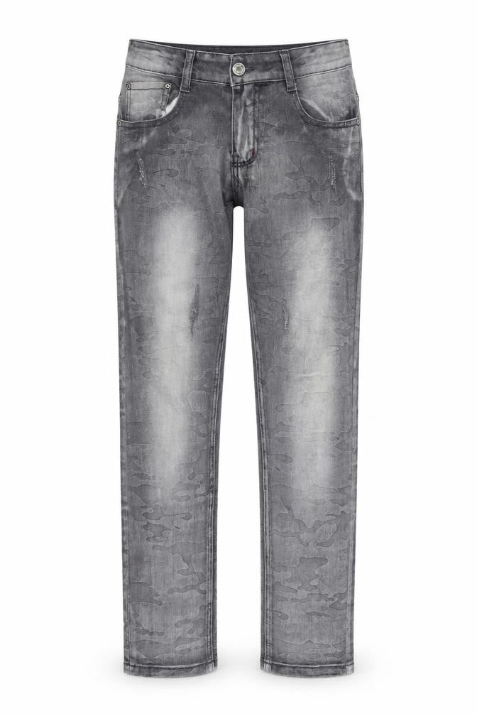 Front view of dola elvin girls’ grey straight jeans, size 13-14, years