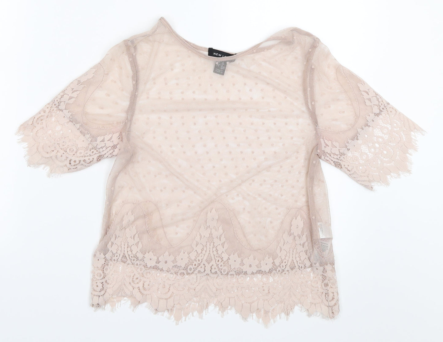 New Look Womens Pink  Mesh Basic Blouse Size 8