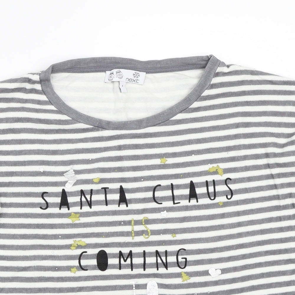 NEXT Womens Grey Striped  Basic T-Shirt Size 8  - Christmas