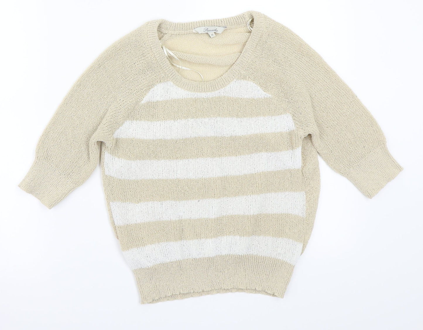 peacocks  Womens Beige Striped  Pullover Jumper Size M