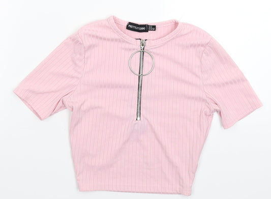 PRETTYLITTLETHING Womens Pink   Basic T-Shirt Size 4