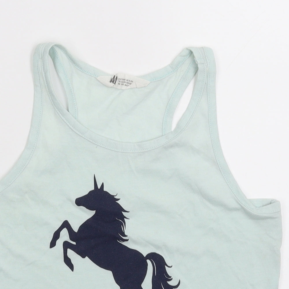 H&M Girls Green   Basic Tank Size 9-10 Years