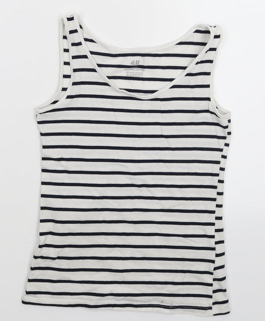 H&M Girls White Striped  Basic Tank Size 11-12 Years