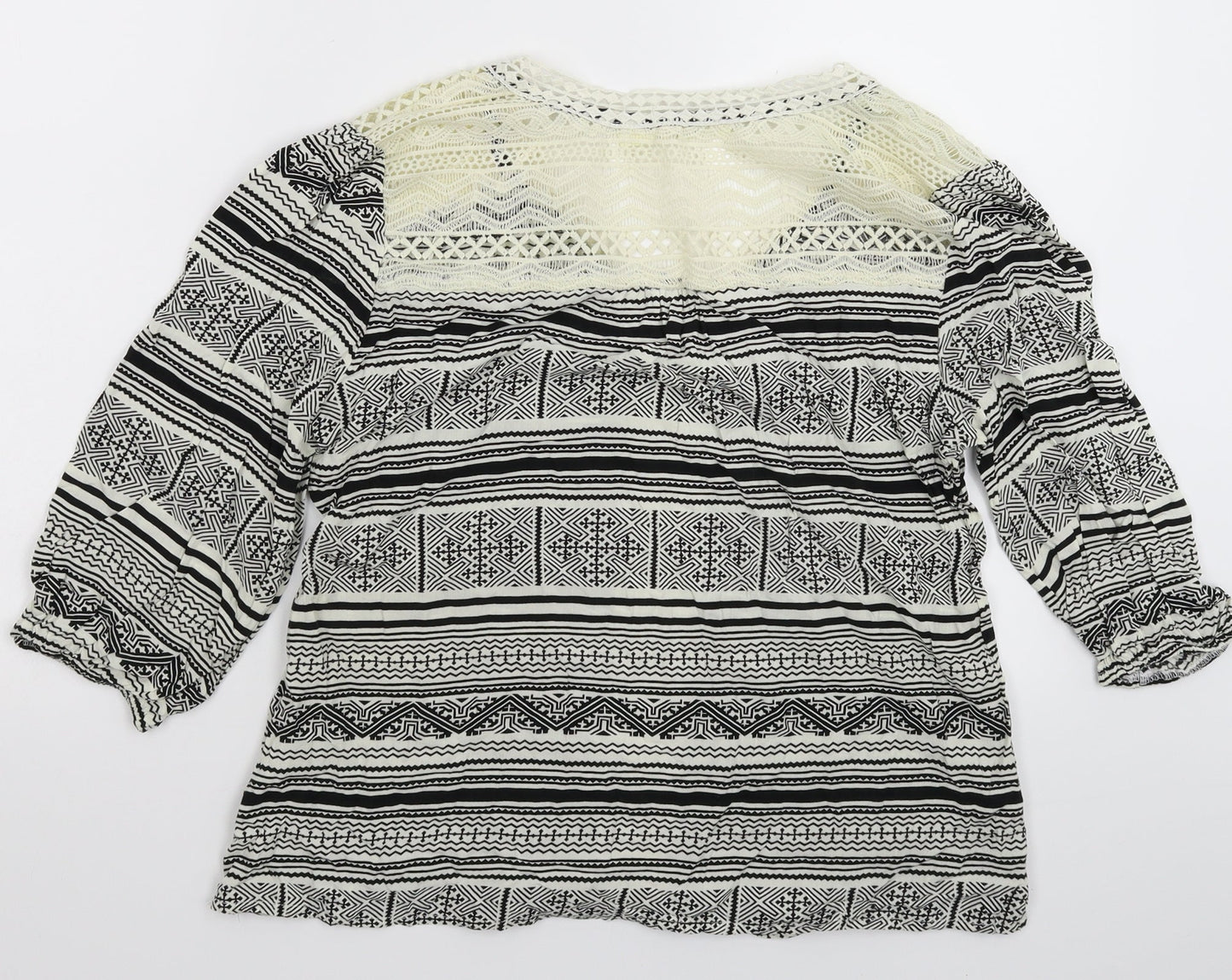 Solitaire Womens Multicoloured Geometric  Basic Blouse Size M