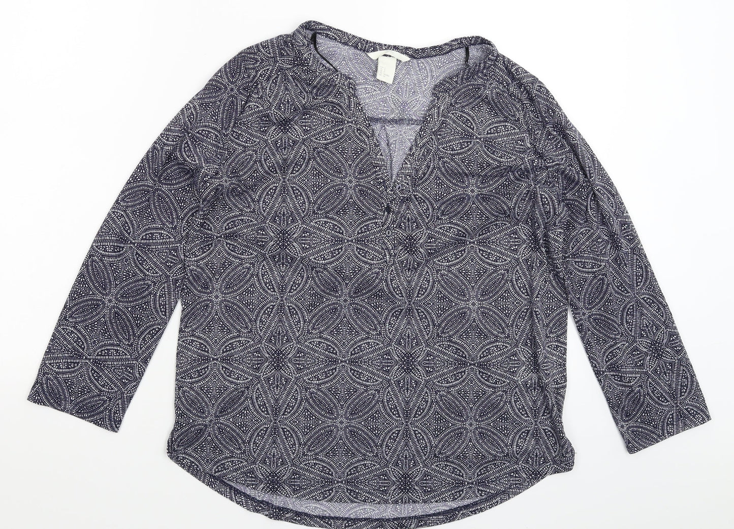 H&M Womens Blue Geometric  Basic T-Shirt Size S