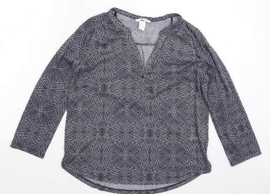 H&M Womens Blue Geometric  Basic T-Shirt Size S