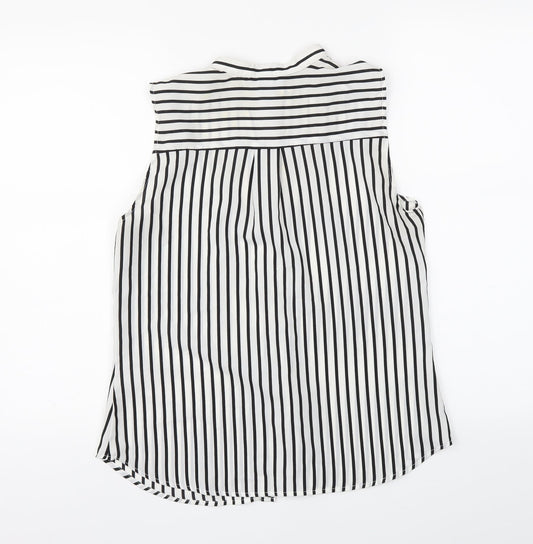 H&M Womens White Striped  Basic Button-Up Size 6
