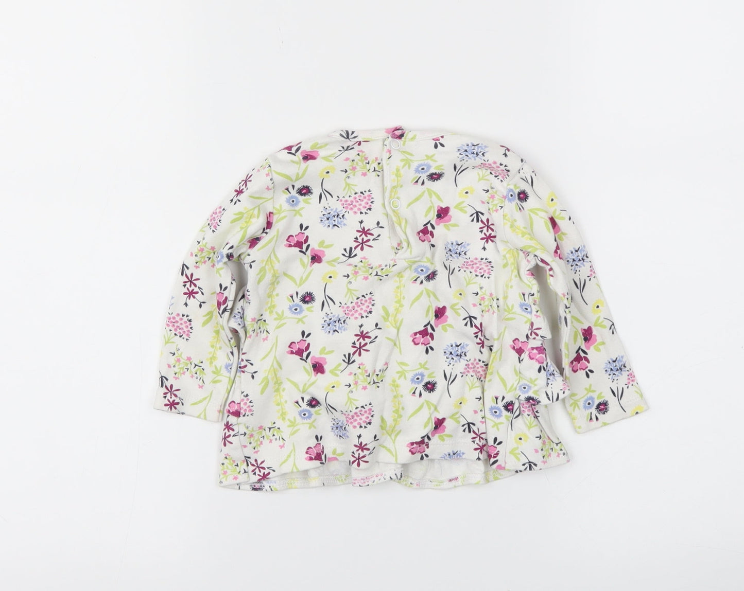 mini mol Girls White Floral  Basic Polo Size 6-9 Months