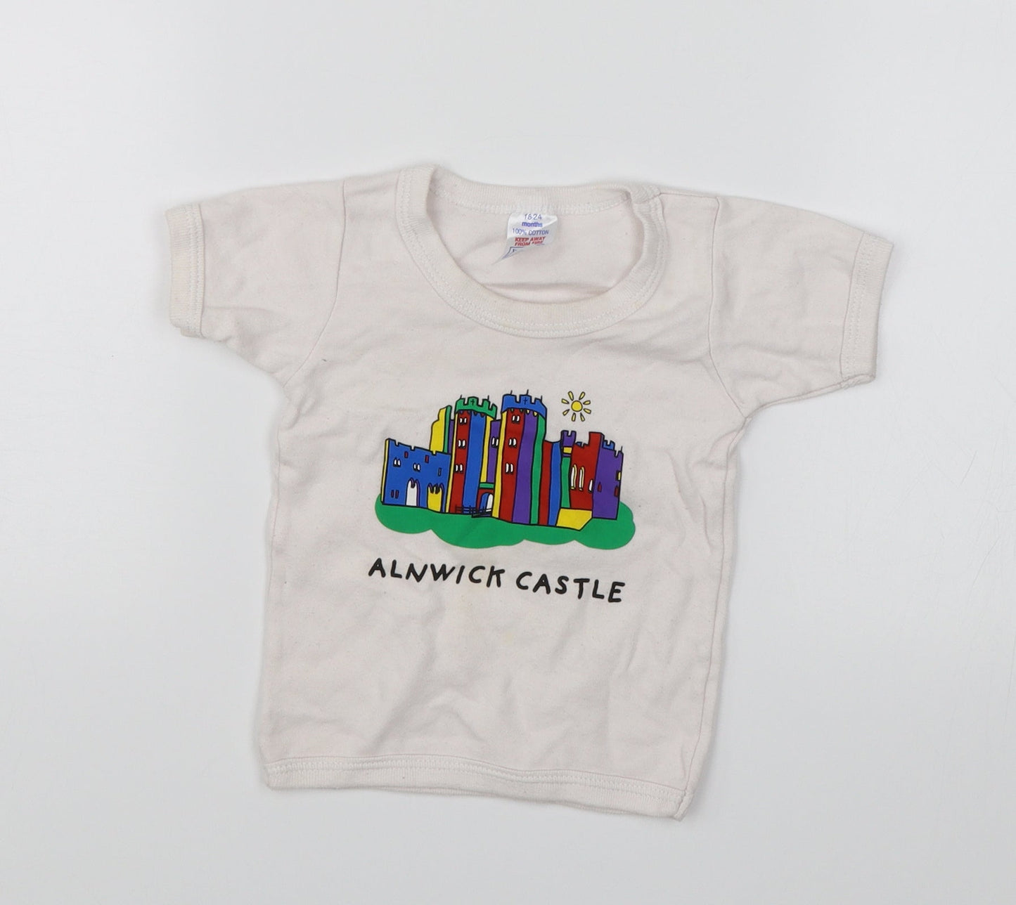 Preworn Baby White   Basic T-Shirt Size 18-24 Months  - Alnwick Castle