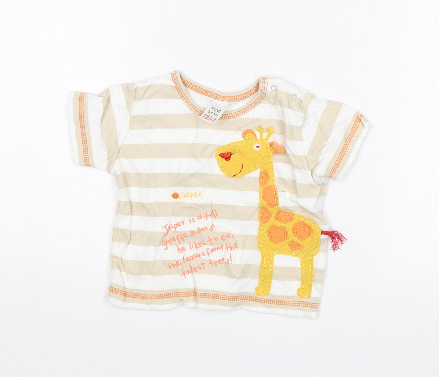 NEXT Baby Orange   Basic T-Shirt Size 3-6 Months  - Giraffe