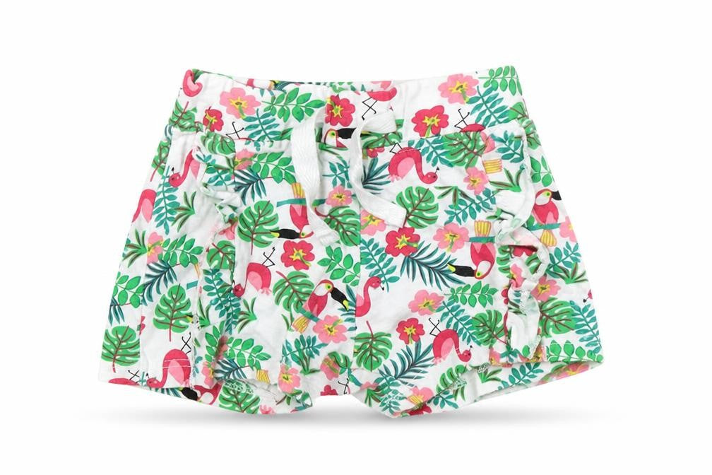 Front view of Primark Baby Green Floral Cropped Leggings, size 6-9, Months