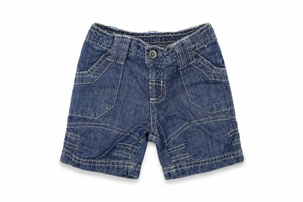 Front view of Matalan Baby Blue Cargo Jeans, size 0-3, Months