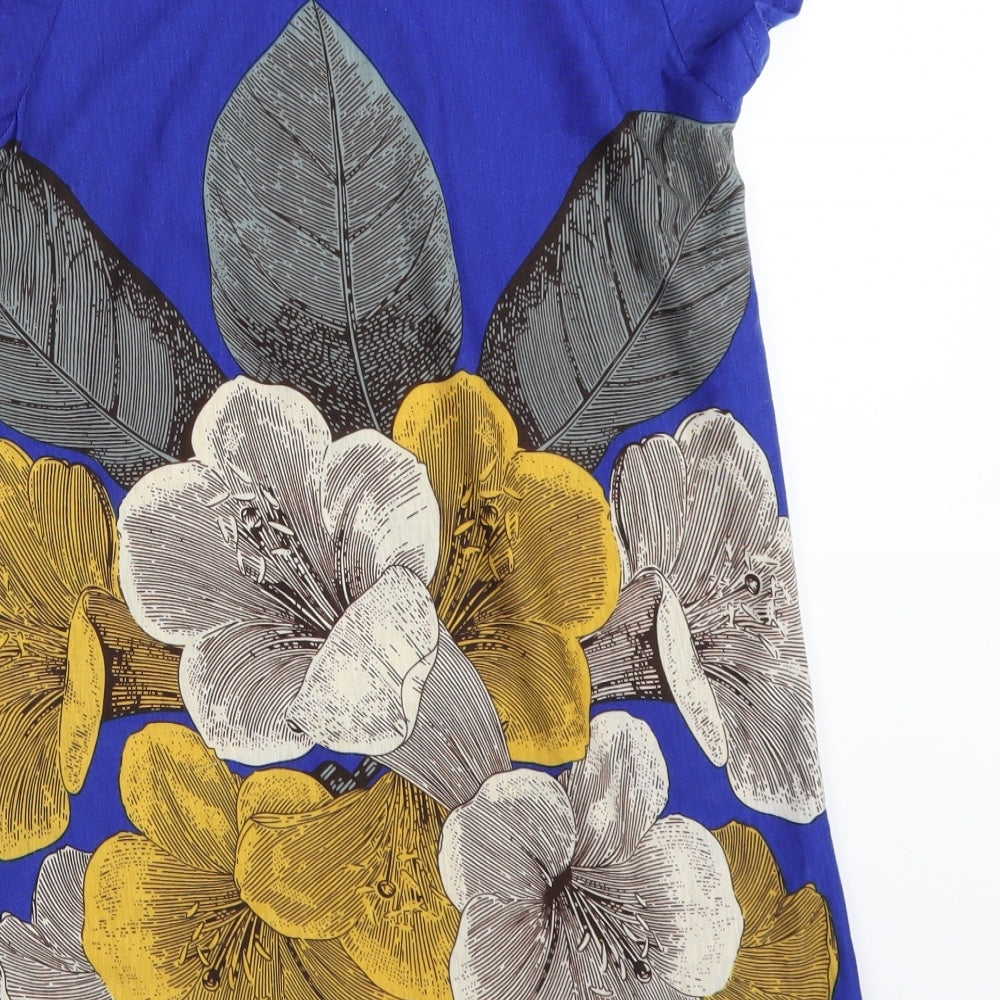 Angel Eye Womens Blue Floral  Basic Blouse Size M  - longline