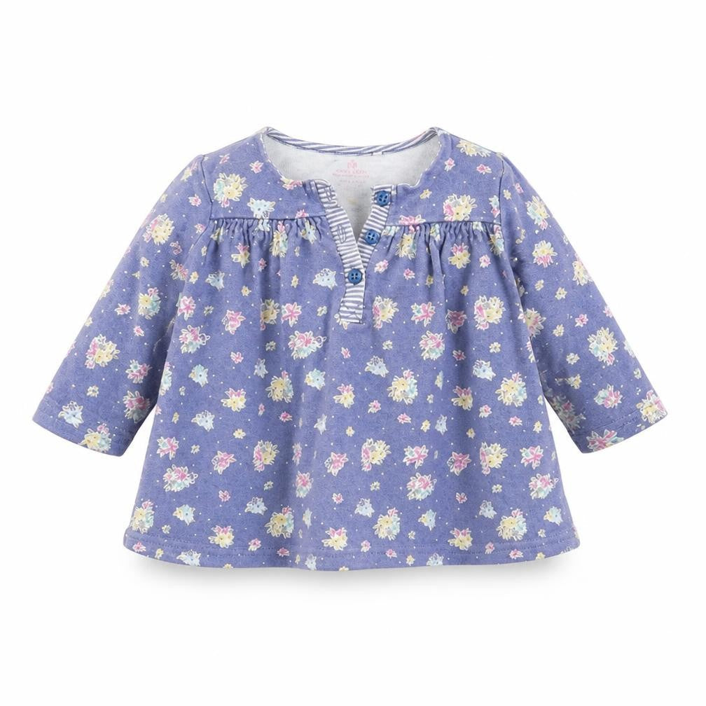 Front view of Next girls’ blue floral a-line, size 6-9, months