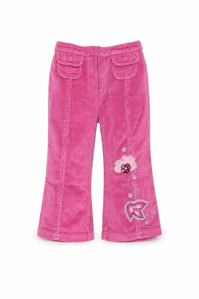 Front view of Early Days girls’ pink sweatpants, size 9-12, months