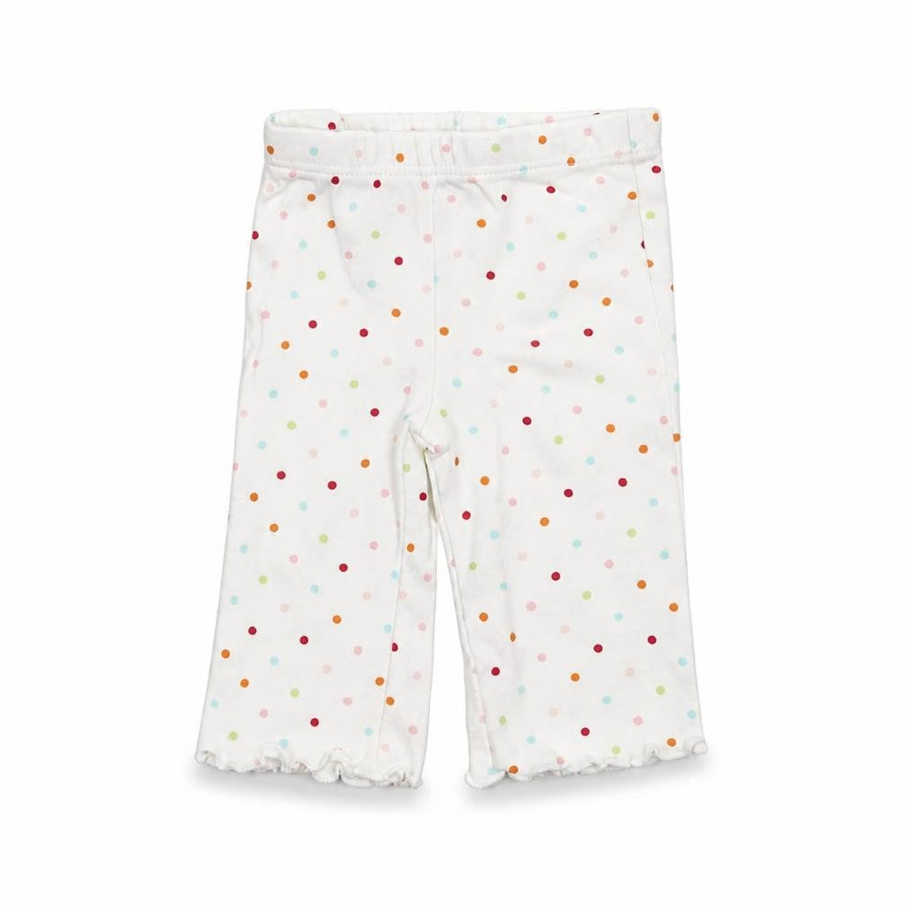Front view of Marks & Spencer Baby White Polka Dot sweatpants, size 0-3, Months