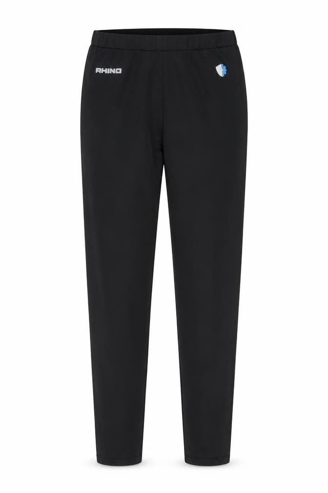 Front view of RHINO SKIN women’s black jogger leggings, size L, 27-inch leg