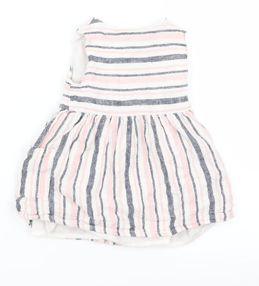 Primark Girls Pink Striped Ramie A-Line  Size 6-9 Months