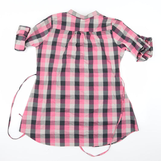 Preworn Womens Pink Check  Basic Button-Up Size 8