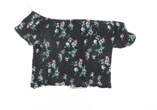 primrk Womens Black Floral  Basic Blouse Size 10