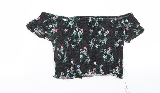 primrk Womens Black Floral  Basic Blouse Size 10