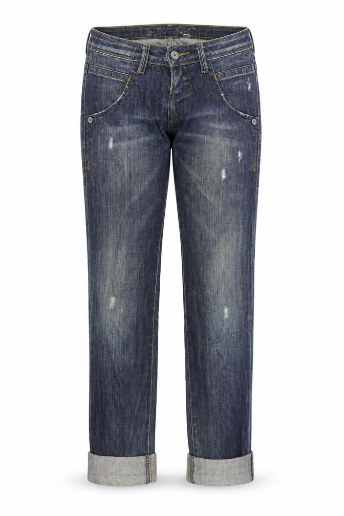Front view of Edward women’s blue denim straight jeans, size UK 26, in, 28-inch leg