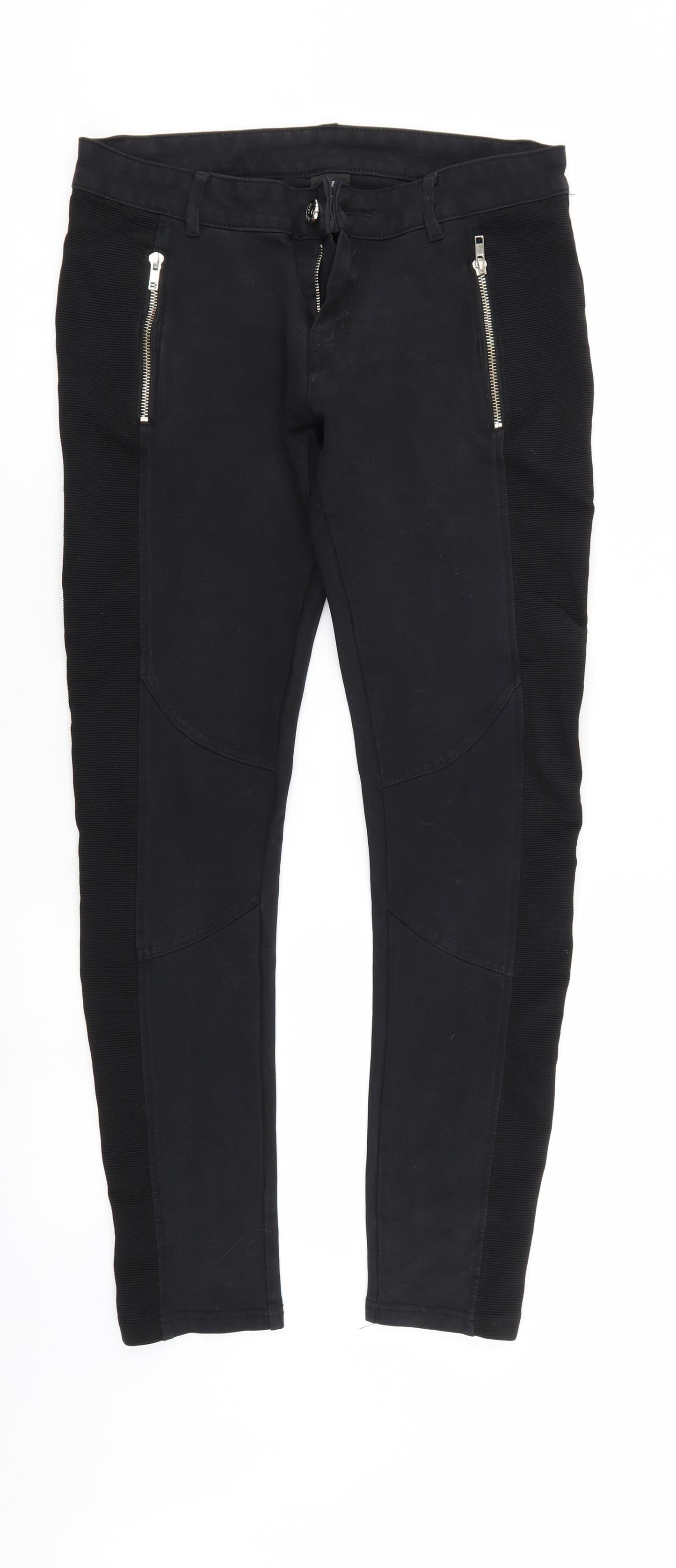 Preworn Womens Black Striped  Trousers  Size L L27 in