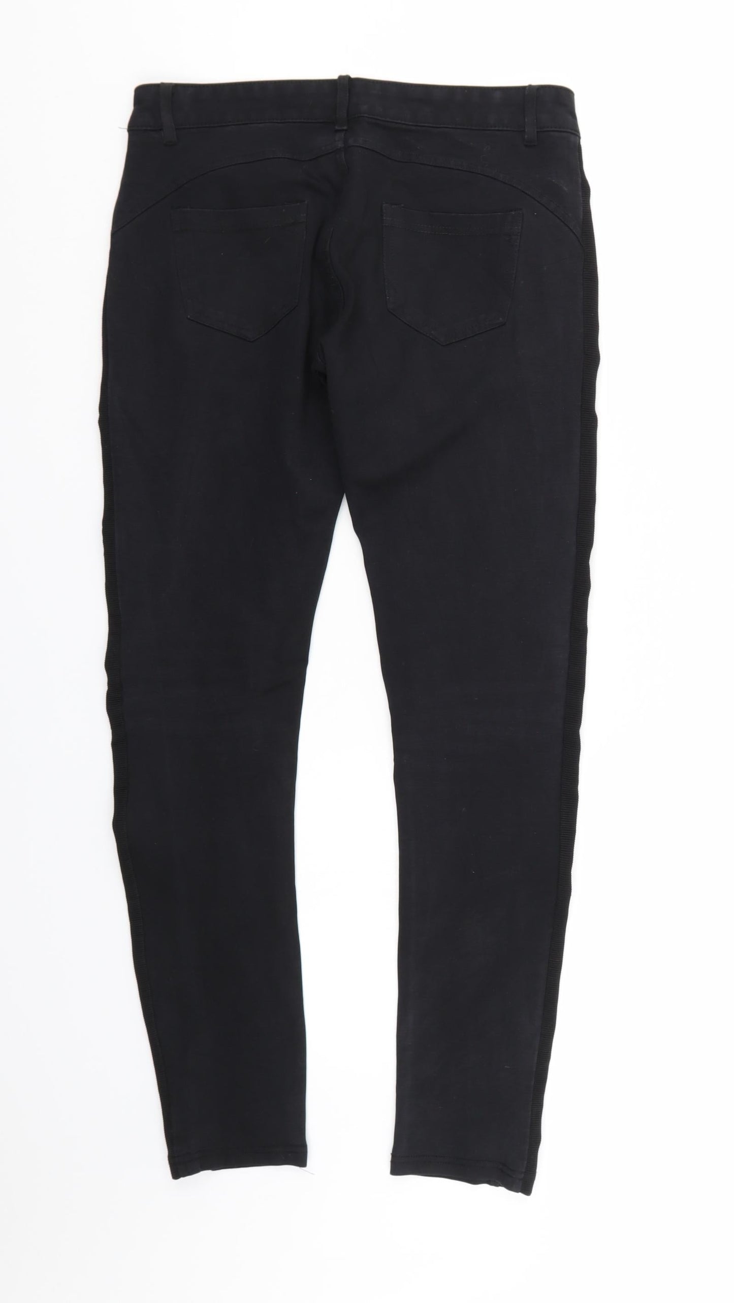 Preworn Womens Black Striped  Trousers  Size L L27 in