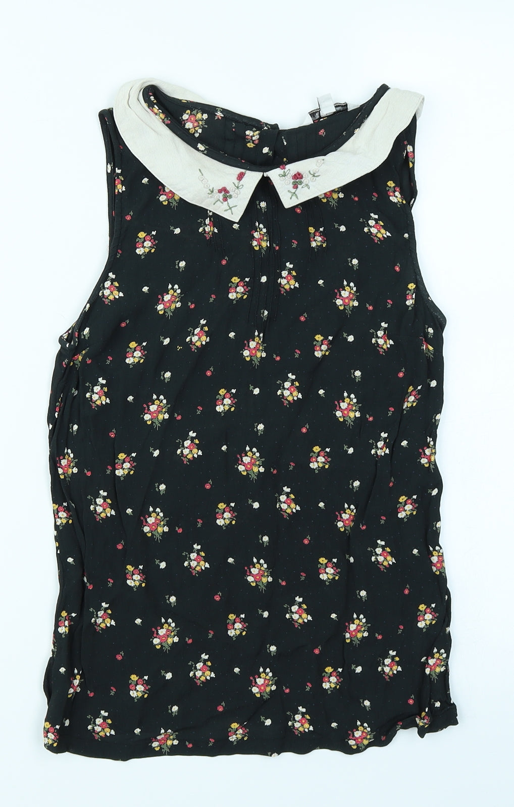 New Look Womens Black Floral  Basic Blouse Size 8