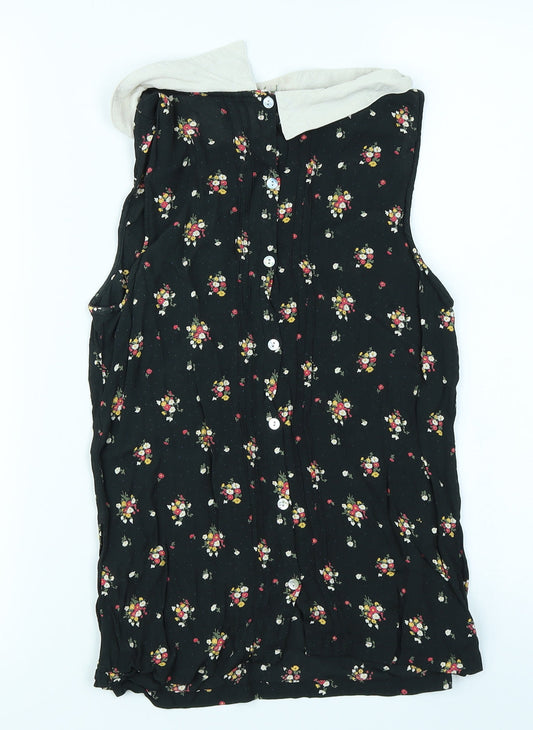 New Look Womens Black Floral  Basic Blouse Size 8