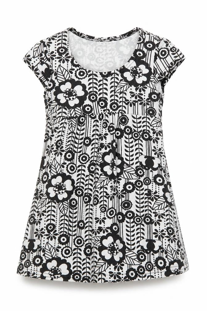 M&Co Girls Black Floral  Skater Dress  Size 6-7 Years