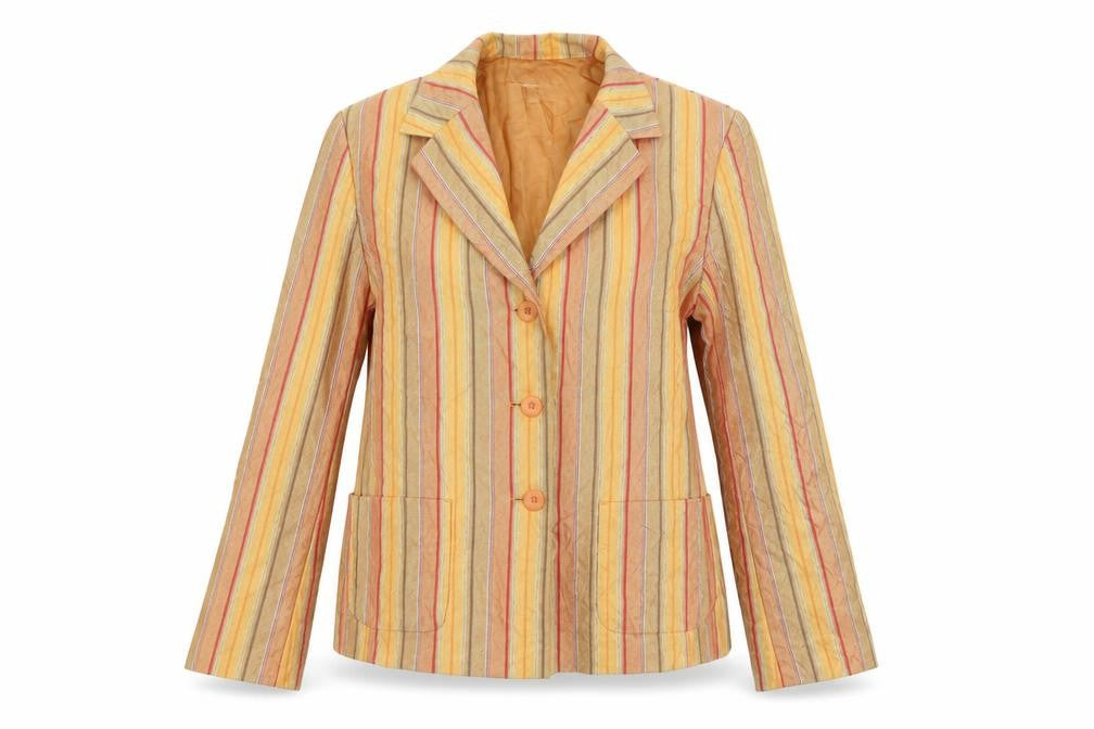 Front view of Fisser women’s multicoloured jacket blazer, size UK 12