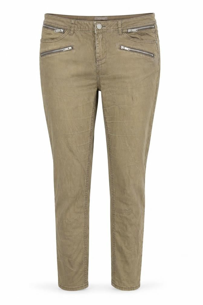 Front view of ORSAY women’s beige skinny jeans, size UK 12, 31-inch leg