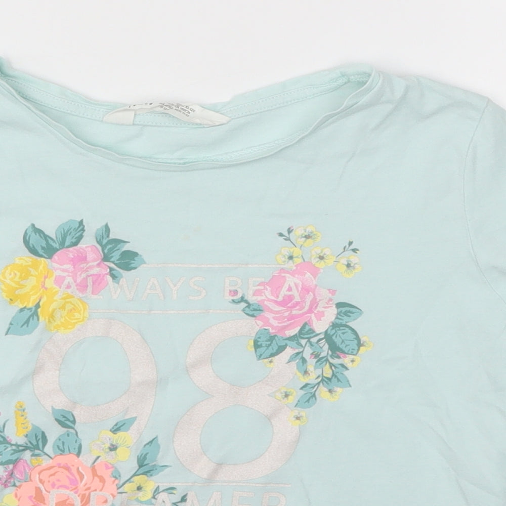 H&M Girls Blue Floral  Basic T-Shirt Size 11-12 Years