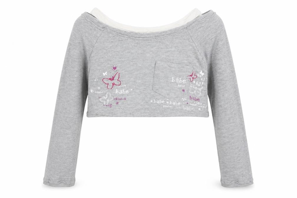 Front view of adams kids girls’ grey basic t-shirt, size 7, years - crop