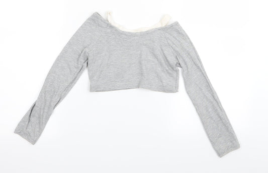 adams kids Girls Grey   Basic T-Shirt Size 7 Years  - crop