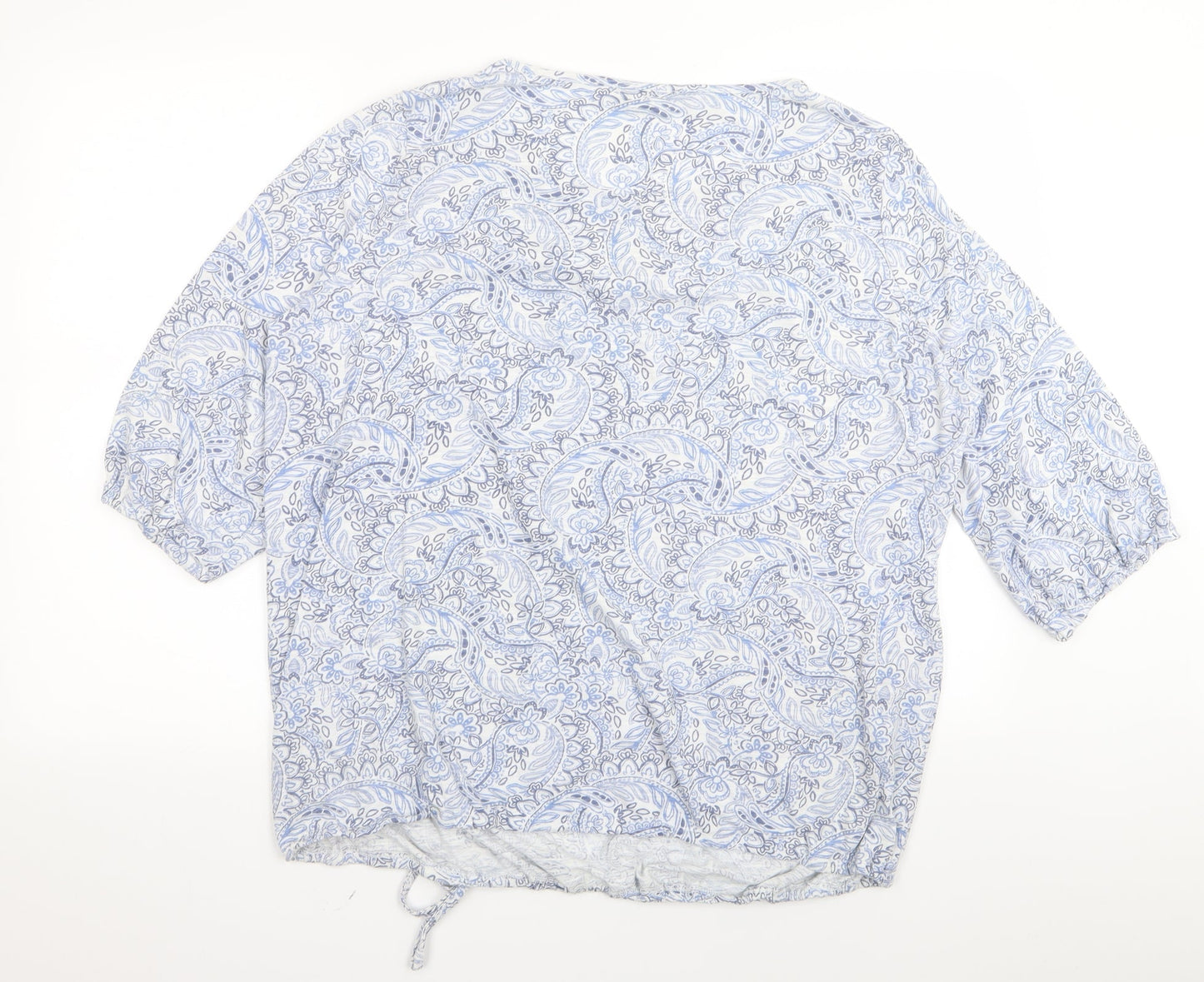 BM Womens Blue Floral  Basic T-Shirt Size 22