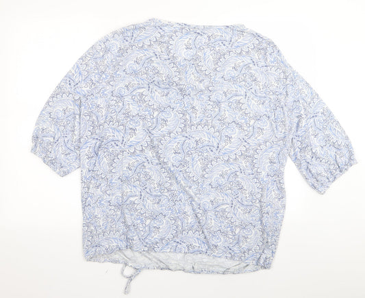 BM Womens Blue Floral  Basic T-Shirt Size 22