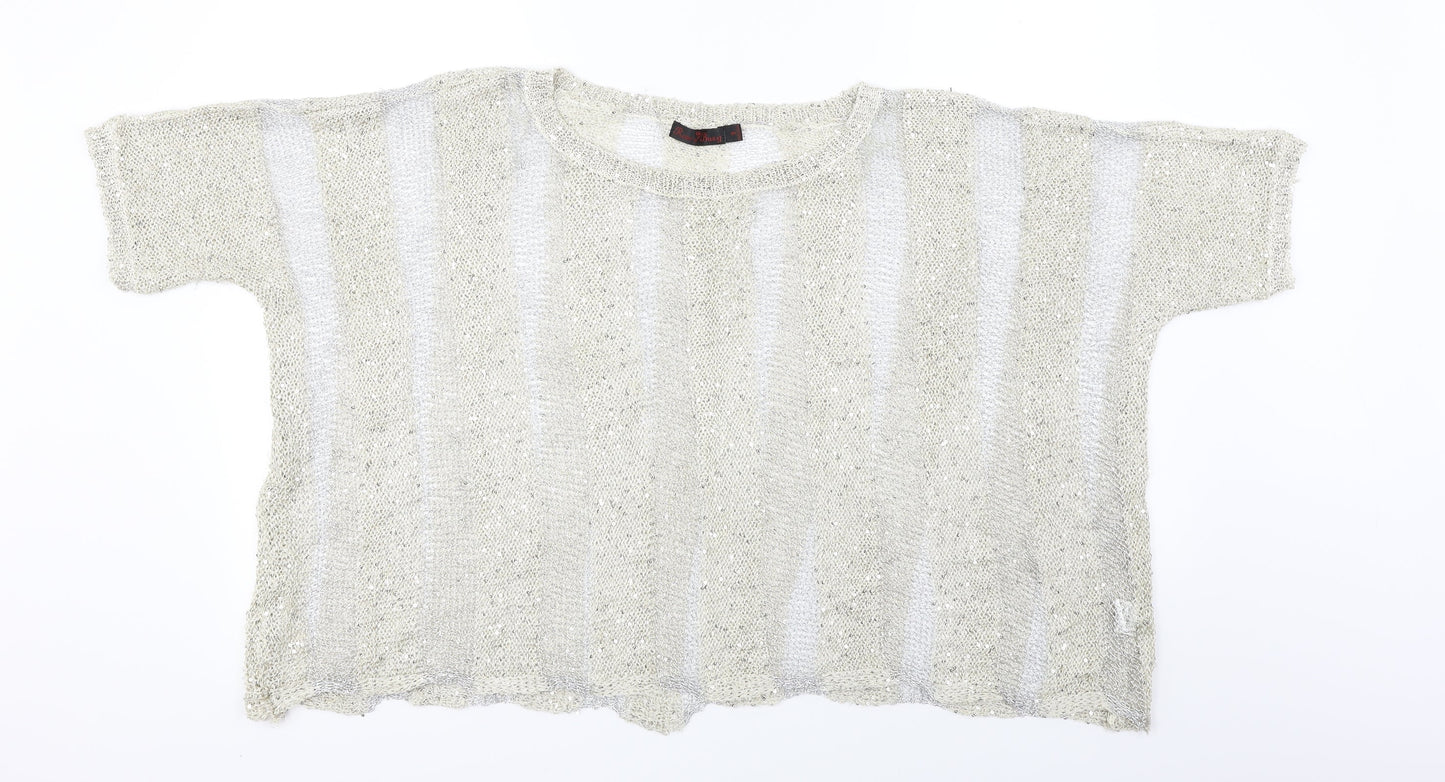 rosey burg Womens Beige Striped  Pullover Jumper Size S
