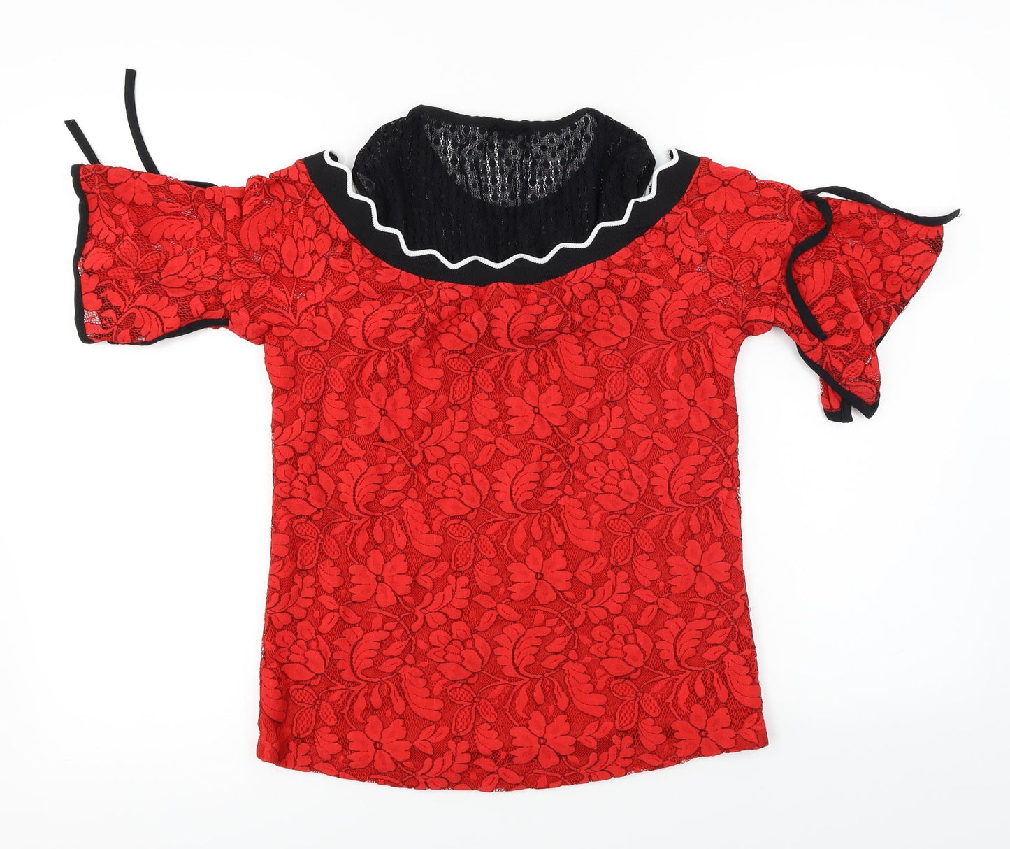 twisty Womens Red Floral  Basic T-Shirt Size 12