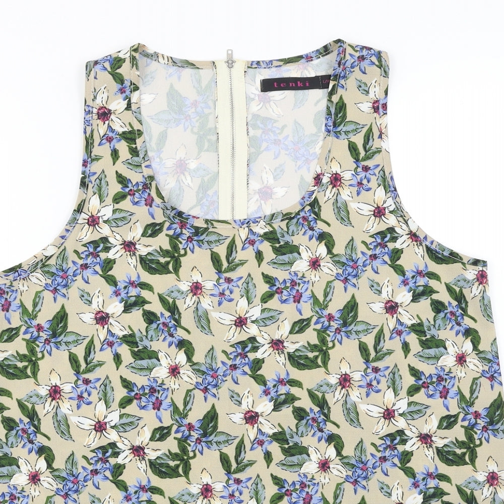tenki  Womens Beige Floral  Basic Blouse Size L
